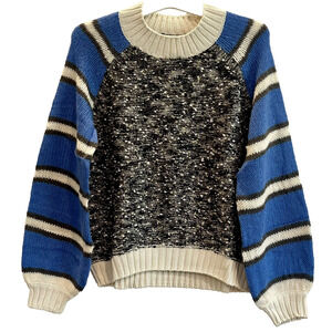 Girls Chunky Knit Sweater M 8/10 Blue Bliss Multi Stripe ✨NEW✨ Treasure & Bond